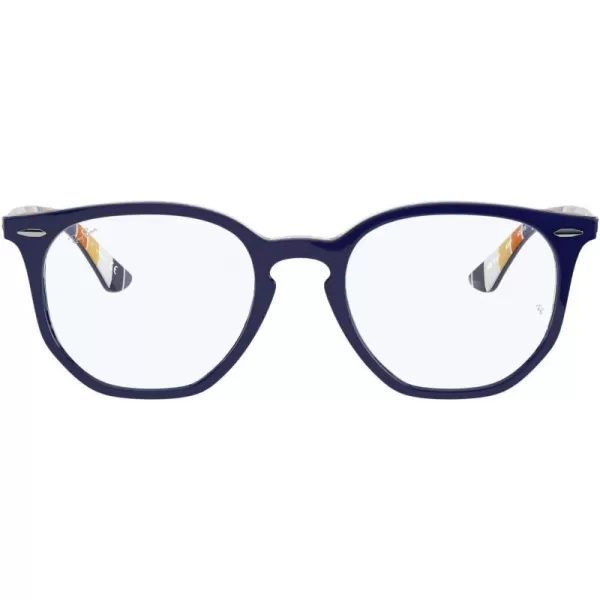 RayBan Rx7151 Hexagonal Prescription Eyeglass FramesBlue on Stripes OrangeBlueDemo Lens