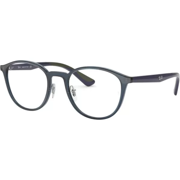 RayBan Rx7156 Round Prescription Eyeglass FramesTransparent Dark BlueDemo Lens