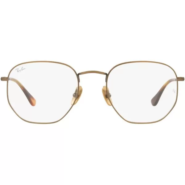 RayBan Rx8148v Hexagonal Titanium Prescription Eyewear FramesDemigloss Antique GoldDemo Lens