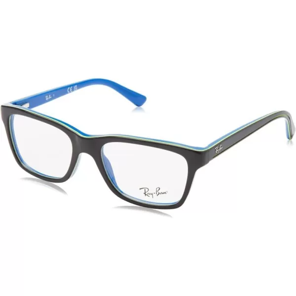 RayBan Ry1536 Square Prescription Eyeglass FramesDark Grey on BlueDemo Lens