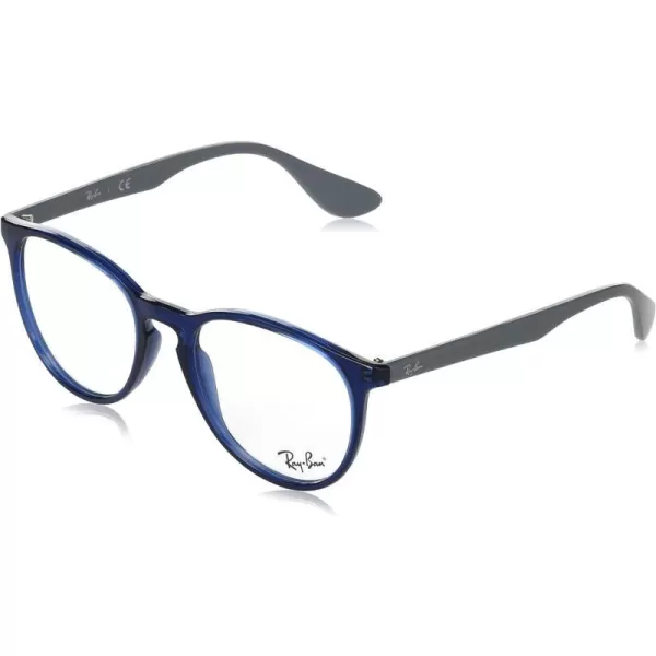 RayBan Womens RX7046 Erika Round Prescription Eyeglass FramesTransparent BlueDemo Lens