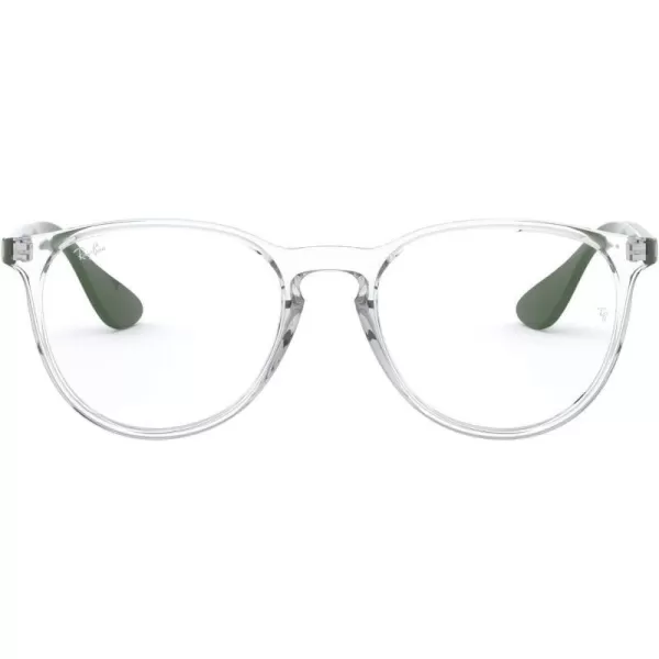 RayBan Womens RX7046 Erika Round Prescription Eyeglass FramesTransparent GreenDemo Lens