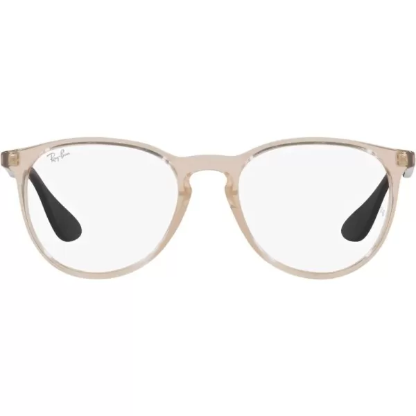 RayBan Womens RX7046 Erika Round Prescription Eyeglass FramesTransparent Light BrownDemo Lens