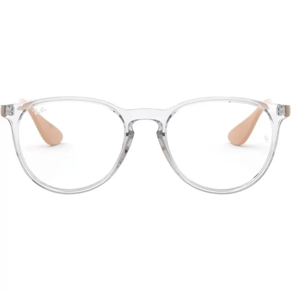 RayBan Womens RX7046 Erika Round Prescription Eyeglass FramesTransparent on NudeDemo Lens