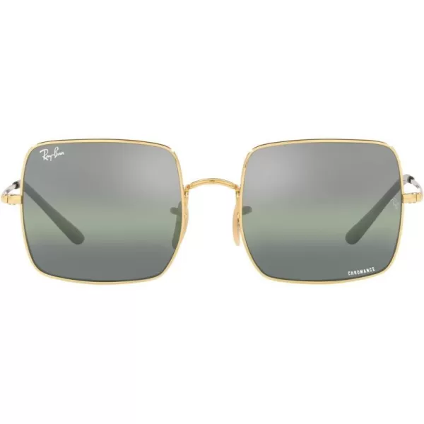 RayBan Womens Rb1971 Square SunglassesGoldGreen Mirrored Polarized