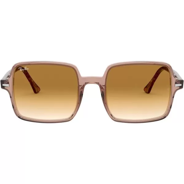 RayBan Womens Rb1973 Square Ii SunglassesTransparent Light BrownClear Gradient Brown