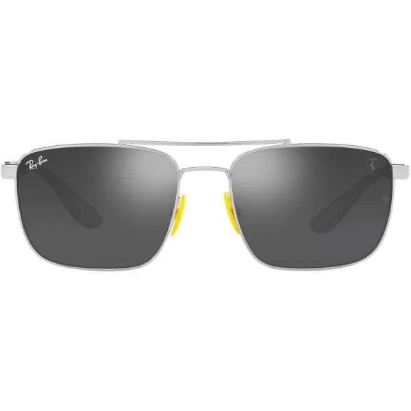 RayBan Womens Rb3715m Scuderia Ferrari Collection Square SunglassesSilverGrey Mirrored Silver Gradient