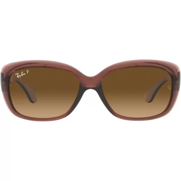 RayBan Womens Rb4101 Jackie Ohh Butterfly SunglassesTransparent Dark BrownBrown Gradient Polarized