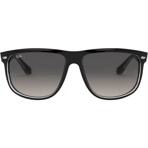 RayBan Womens Rb4147 Boyfriend Square SunglassesBlack on TransparentLight Grey Gradient Dark Grey