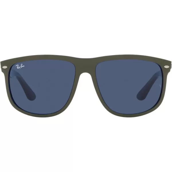 RayBan Womens Rb4147 Boyfriend Square SunglassesMatte Green on BlueDark Blue