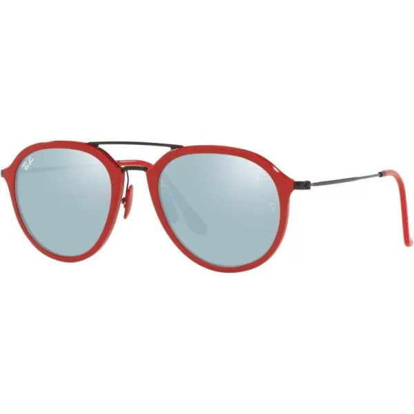 RayBan Womens Rb4369m Scuderia Ferrari Collection Square SunglassesRedLight Green Mirrored Silver