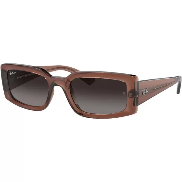 RayBan Womens Rb4395 Kiliane Square SunglassesTransparent BrownGrey Gradient Polarized