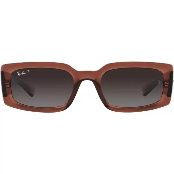 RayBan Womens Rb4395f Kiliane Low Bridge Fit Square SunglassesTransparent BrownGrey Gradient Polarized