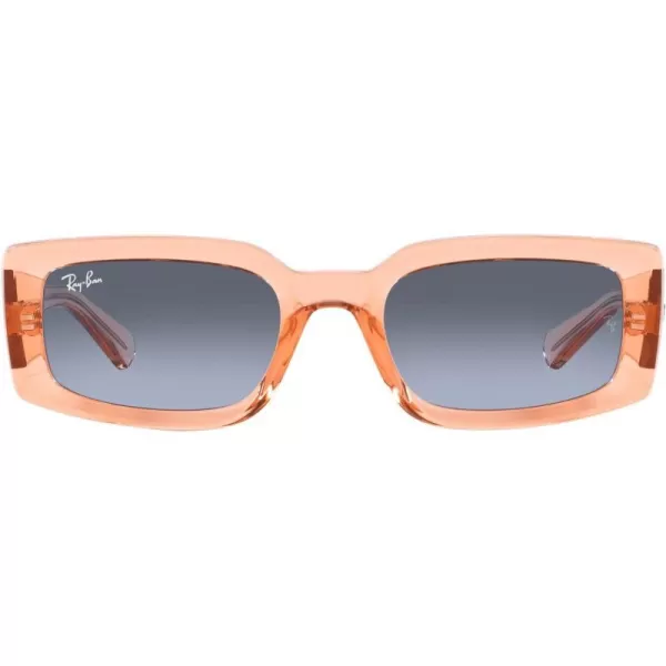 RayBan Womens Rb4395f Kiliane Low Bridge Fit Square SunglassesTransparent OrangeBlue Gradient Grey