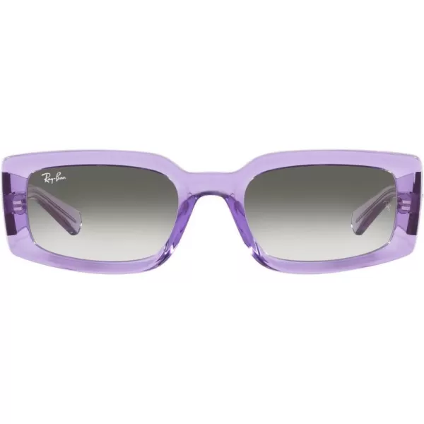 RayBan Womens Rb4395f Kiliane Low Bridge Fit Square SunglassesTransparent VioletClear Gradient Light Grey