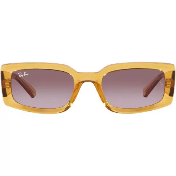 RayBan Womens Rb4395f Kiliane Low Bridge Fit Square SunglassesTransparent YellowGradient Violet