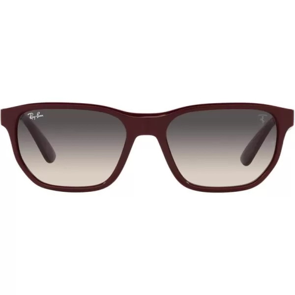 RayBan Womens Rb4404m Scuderia Ferrari Collection Rectangular SunglassesDark RedGrey Gradient