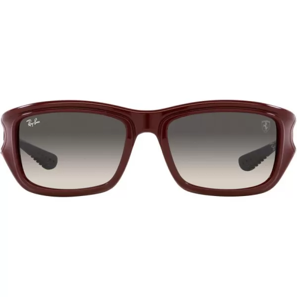 RayBan Womens Rb4405m Scuderia Ferrari Collection Square SunglassesDark Red on Rubber BlackGrey Gradient