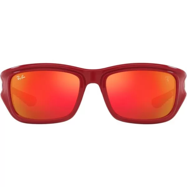 RayBan Womens Rb4405m Scuderia Ferrari Collection Square SunglassesRed on Rubber BlackBrown Mirrored Orange