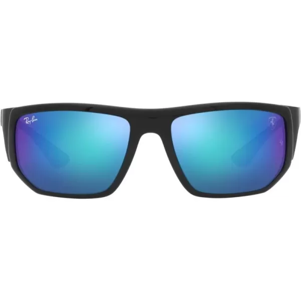 RayBan Womens Rb8361m Scuderia Ferrari Collection Rectangular SunglassesBlackLight Green Mirrored Blue