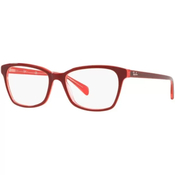 RayBan Womens Rx5362 Square Prescription Eyeglass FramesFuchsiaPinkFuchsia TransparentDemo Lens