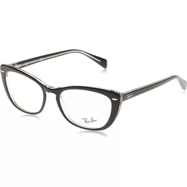 RayBan Womens Rx5366 Cat Eye Prescription Eyeglass FramesBlack on TransparentDemo Lens