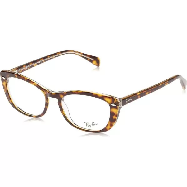 RayBan Womens Rx5366 Cat Eye Prescription Eyeglass FramesHavana on TransparentDemo Lens