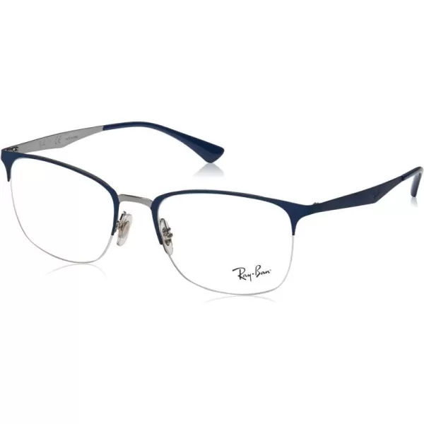 RayBan Womens Rx6433 Rectangular Prescription Eyeglass FramesMatte Blue on GunmetalDemo Lens