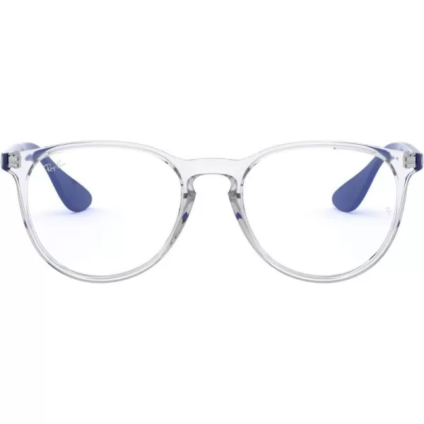 RayBan Womens Rx7046f Erika Low Bridge Fit Round Prescription Eyeglass Frames Transparent on BlueDemo Lens 55 mmRayBan Womens Rx7046f Erika Low Bridge Fit Round Prescription Eyeglass Frames Transparent on BlueDemo Lens 55 mm