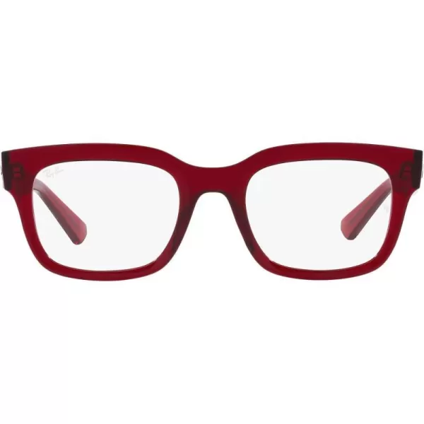 RayBan Womens Rx7217 Chad Rectangular Prescription Eyewear FramesTransparent RedDemo Lens