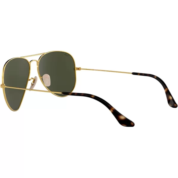 RayBan RB3025 Classic Aviator SunglassesGold on BlackG15 Green