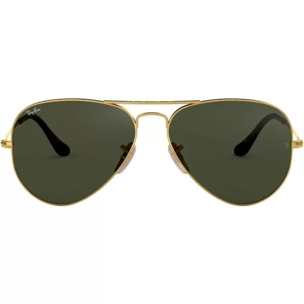 RayBan RB3025 Classic Aviator SunglassesGold on BlackG15 Green