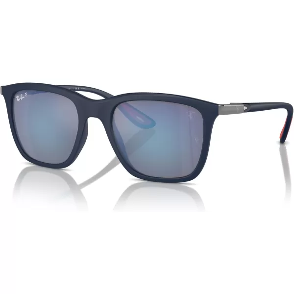 imageRayBan RB4433M Chromance Scuderia Ferrari Collection Square Sunglasses Matte BlueGrey Mirrored Blue Polarized 54 mm