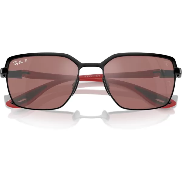 imageRayBan Rb3743m Chromance Scuderia Ferrari Collection Square SunglassesBlack on BlackPurple Mirrored Silver Polarized