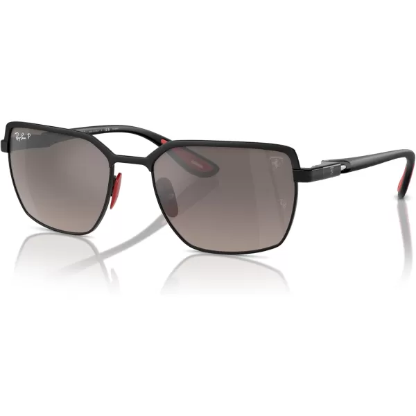 imageRayBan Rb3743m Chromance Scuderia Ferrari Collection Square SunglassesMatte Black on BlackGrey Mirrored Grey Gradient Polarized