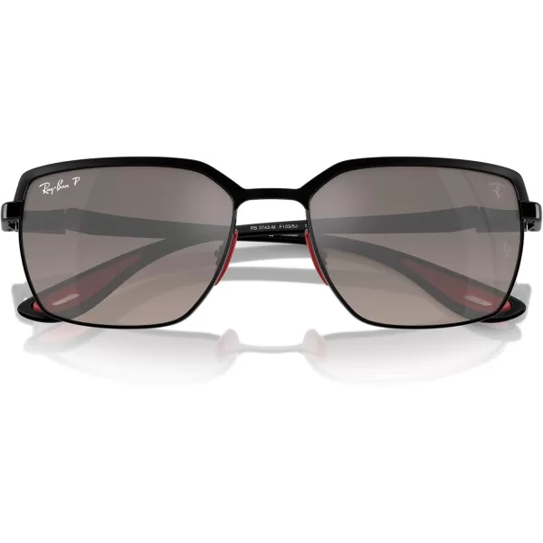 imageRayBan Rb3743m Chromance Scuderia Ferrari Collection Square SunglassesMatte Black on BlackGrey Mirrored Grey Gradient Polarized