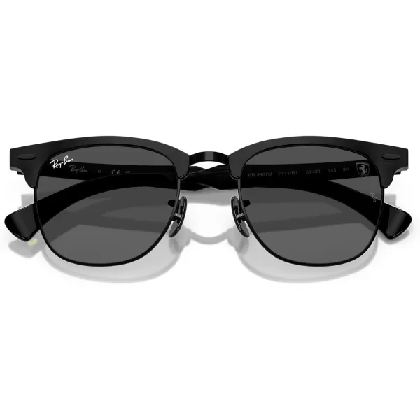 imageRayBan Rb3807m Scuderia Ferrari Collection Square SunglassesBrushed Black on BlackDark Grey