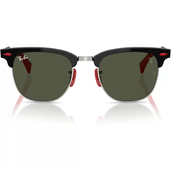 imageRayBan Rb3807m Scuderia Ferrari Collection Square SunglassesBrushed Black on SilverGreen