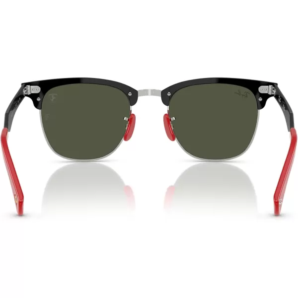 imageRayBan Rb3807m Scuderia Ferrari Collection Square SunglassesBrushed Black on SilverGreen