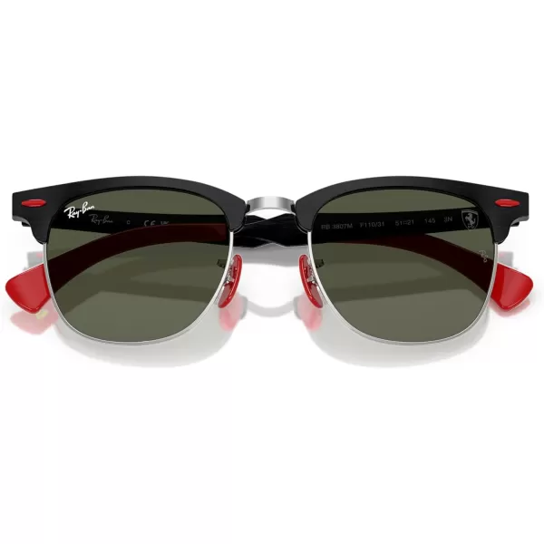 imageRayBan Rb3807m Scuderia Ferrari Collection Square SunglassesBrushed Black on SilverGreen