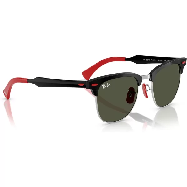 imageRayBan Rb3807m Scuderia Ferrari Collection Square SunglassesBrushed Black on SilverGreen