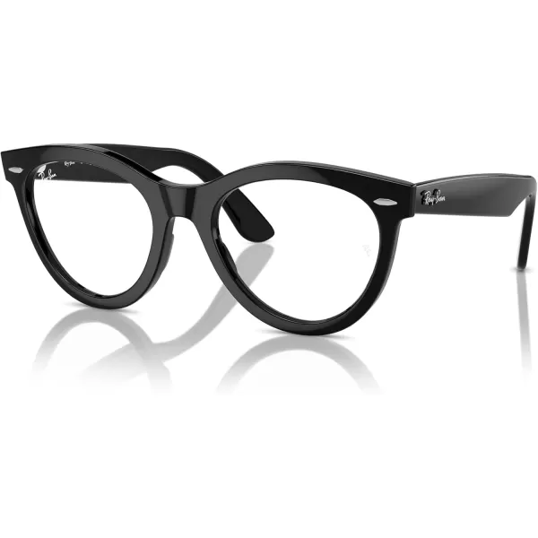 imageRayBan Rx2241vf Wayfarer Way Low Bridge Fit Round Prescription Eyewear FramesBlackDemo Lens