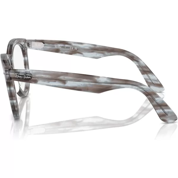 imageRayBan Rx2241vf Wayfarer Way Low Bridge Fit Round Prescription Eyewear FramesStriped Transparent BlueDemo Lens