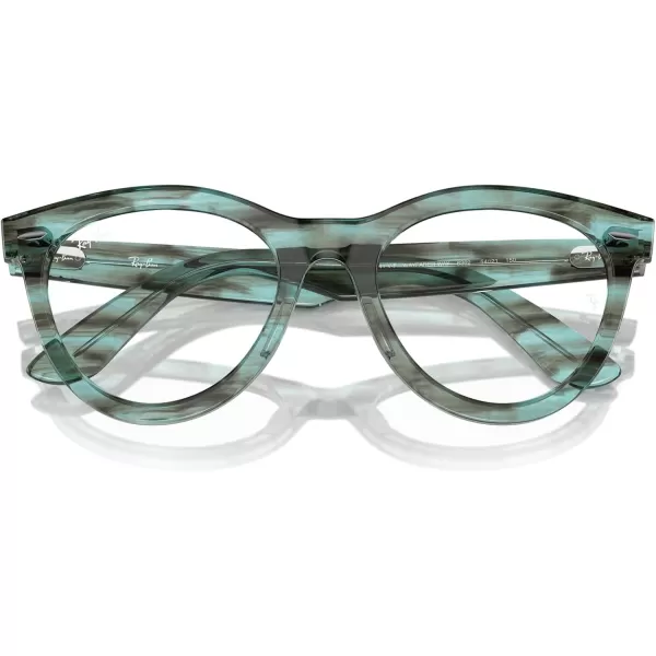 imageRayBan Rx2241vf Wayfarer Way Low Bridge Fit Round Prescription Eyewear FramesStriped Transparent GreenDemo Lens
