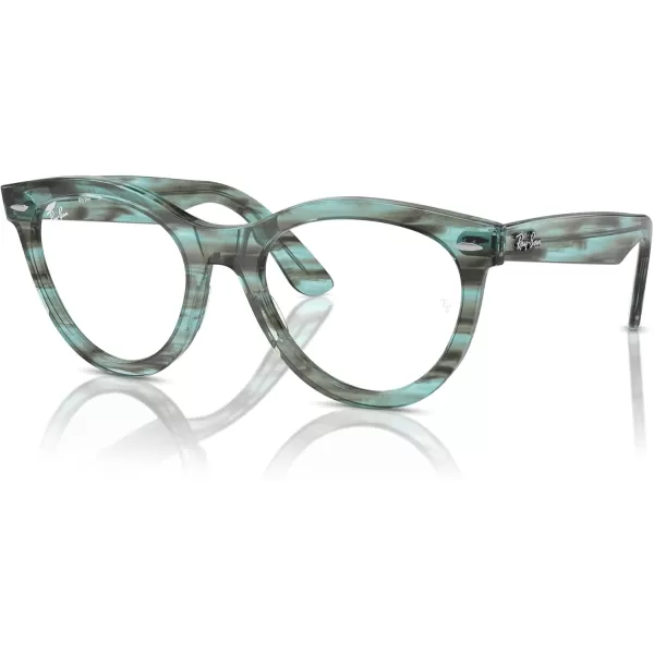 imageRayBan Rx2241vf Wayfarer Way Low Bridge Fit Round Prescription Eyewear FramesStriped Transparent GreenDemo Lens