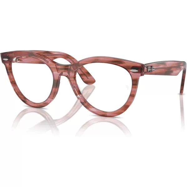 imageRayBan Rx2241vf Wayfarer Way Low Bridge Fit Round Prescription Eyewear FramesStriped Transparent PinkDemo Lens