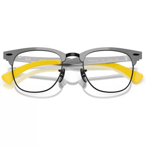 imageRayBan Rx3807vm Scuderia Ferrari Collection Square Prescription Eyewear FramesBrushed Gunmetal on BlackDemo Lens