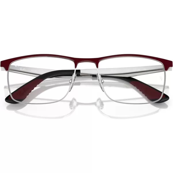 imageRayBan Rx6516m Scuderia Ferrari Collection Rectangular Prescription Eyewear FramesDark Red on SilverDemo Lens