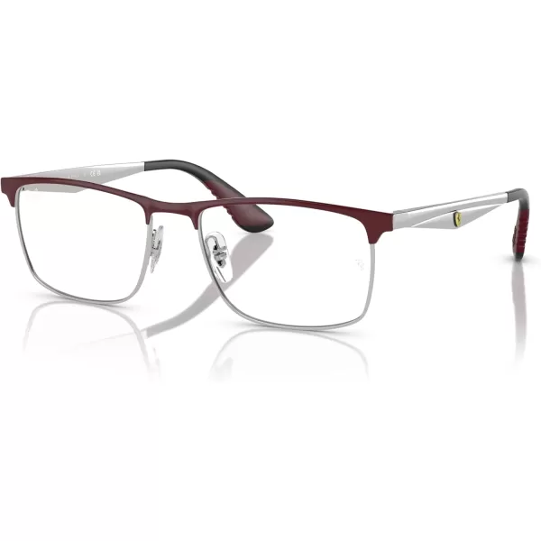 imageRayBan Rx6516m Scuderia Ferrari Collection Rectangular Prescription Eyewear FramesDark Red on SilverDemo Lens