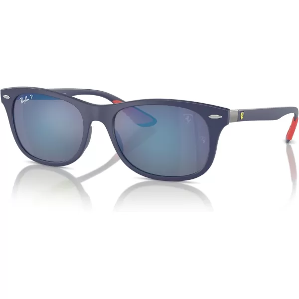imageRayBan Unisex Sunglasses Black Frame Dark Green Lenses 55MMMatte BlueGrey Mirrored Blue Polarized